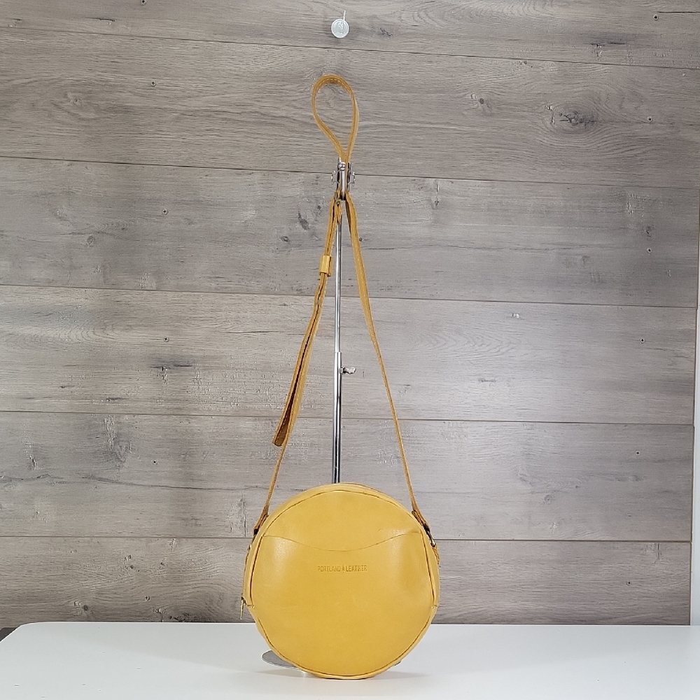 Portland Leather Yellow Leather Round Crossbody Bag